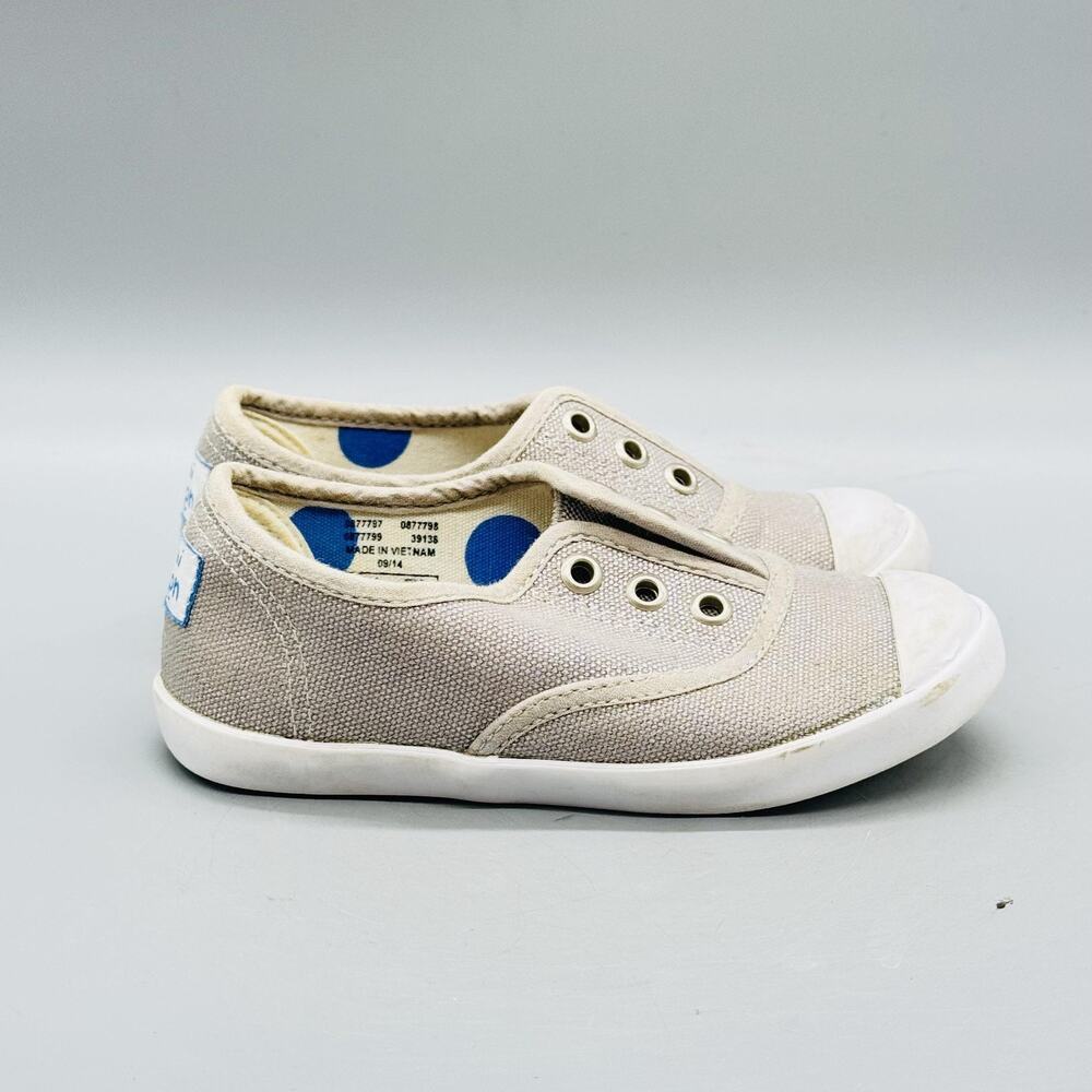 Mini Boden Shoes Girls 9 EU 26 Gray Canvas Slip On Low Top Casual Sneakers